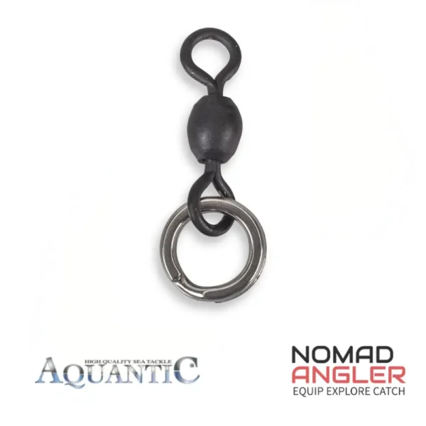 Aquantic Power Splitring Swivel 31 mm met 92 kg trekkracht. Compacte swivel met splitring voor zeevisserij en pilkers.
