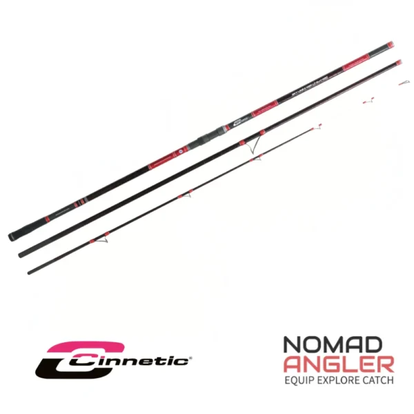 Cinnetic Sky Line II XBR LC Surf 420 113-225g strandhengel met 30T-24T carbon, Fuji Lowrider ogen en 593 g gewicht.