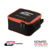 Cinnetic Individual Reel Box L voor molens tot maat 7000. Gewatteerde molenbox in Oxford 600D, zwart/oranje, 20 x 16 x 10,5 cm.